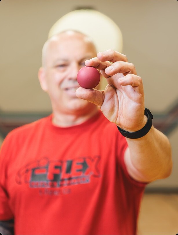 Glen holding a T-Flex ball